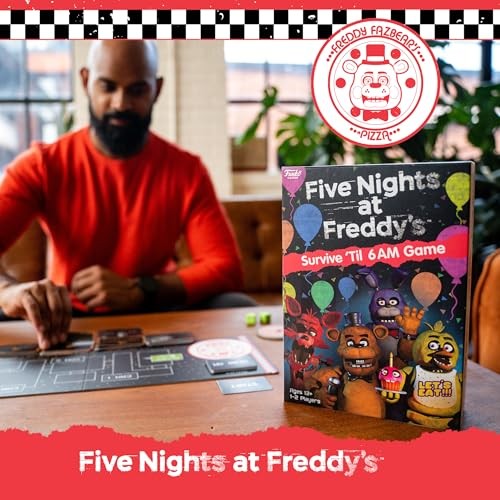 FUNKO GAMES | Five Nights at Freddy's - Survive Until 6am | Scary Strategy Board Game for Adults & Children from 8 Years | Animatronics Pizzeria Fredd