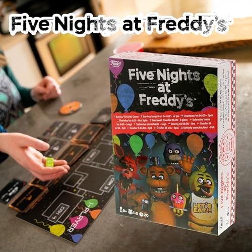 FUNKO GAMES | Five Nights at Freddy's - Survive Until 6am | Scary Strategy Board Game for Adults & Children from 8 Years | Animatronics Pizzeria Fredd