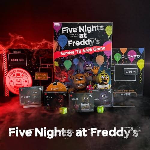 FUNKO GAMES | Five Nights at Freddy's - Survive Until 6am | Scary Strategy Board Game for Adults & Children from 8 Years | Animatronics Pizzeria Fredd