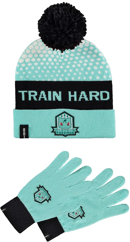 Pokémon - Bulbasaur Train Hard Beanie & Knitted Gloves Set